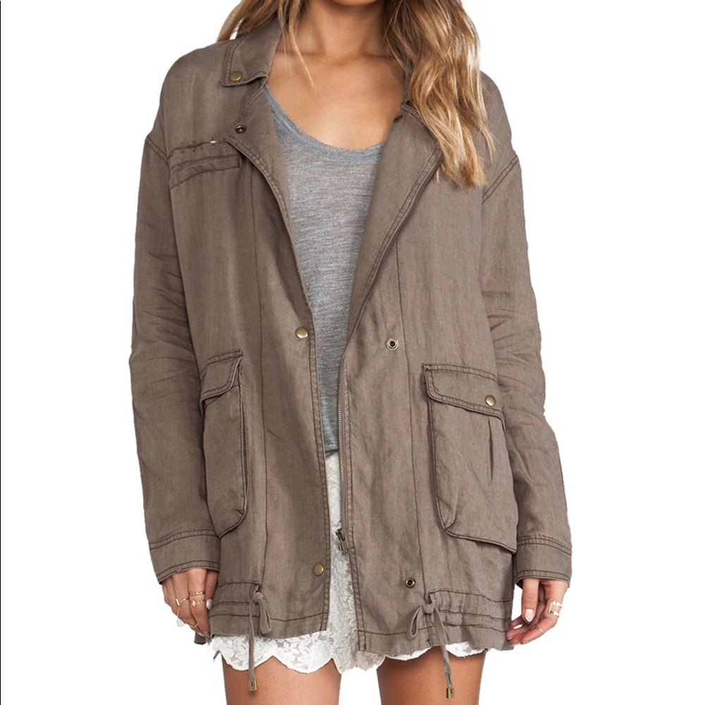 Free People Rugged Olive Embroidered Utility Coat